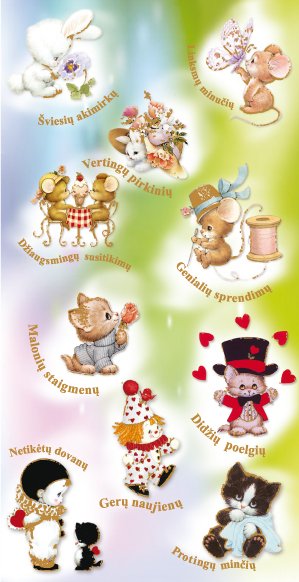 Vintažinis Vintažinis sveikinimo atvirukas su gyvūnų iliustracijomis.