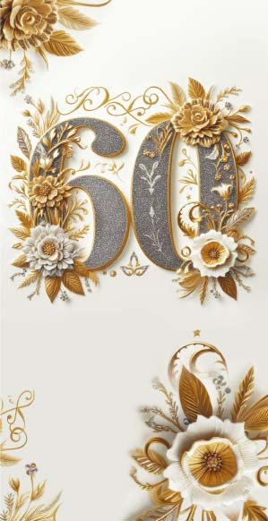 60-ojo gimtadienio atvirukas su stilizuotu skaičiumi 60